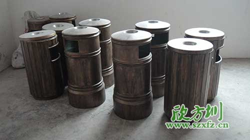  古意盎然，韶關(guān)園林仿銅玻璃鋼垃圾桶